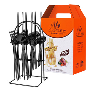 Set di Posate in Acciaio Inox Quattro Pezzi Stile Cucina Occidentale Portoghese, Set da 24 Pezzi con Portaposate e Scatola Regalo - Product Image 5