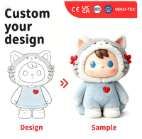 Boneka Vinyl PVC Plush Blind Box Custom OEM, Gantungan Kunci Tas Boneka Hewan Peliharaan Kawaii, Figur Isi Kapas PP Lembut, Hadiah Custom