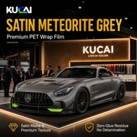 Film vinyle satiné pour voiture auto-adhésif 1,52*17M, vinyle gris météorite satiné pour carrosserie