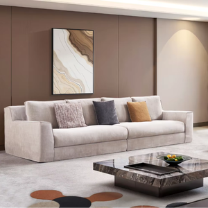 Juego de Muebles de Sala de Estar Minimalistas de Lino y Algodón con Asiento Profundo y Relleno, Sofás de Lujo para Interiores del Hogar - Product Image 1