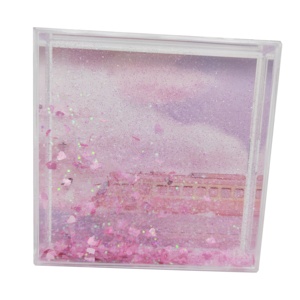 <span class=keywords><strong>Cadre</strong></span> photo rectangulaire en acrylique <span class=keywords><strong>rose</strong></span> de haute qualité pour fille, 4x4, avec paillettes liquides pour la décoration de la maison, vente en gros - Product Image 2