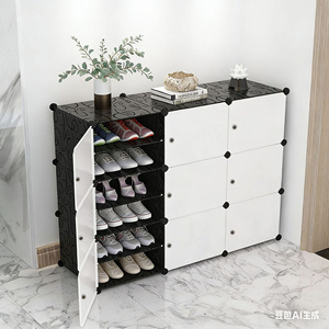 <span class=keywords><strong>Meuble</strong></span> à chaussures extensible et convertible en plastique avec armoire anti-poussière pour l'entrée de la maison - Product Image 5