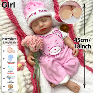 Poupée Bébé Reborn Fille en Silicone de 18 pouces, Princesse Endormie, Peinte à la Main avec Effet Rougissant, Idéale pour Anniversaire et Cadeau Personnalisé pour les Fêtes - Product Image 3