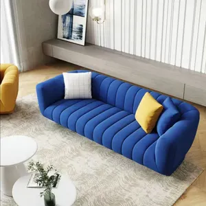 Oturma odası için yeni tasarım mobilya mavi kadife kanepe kombinasyonu