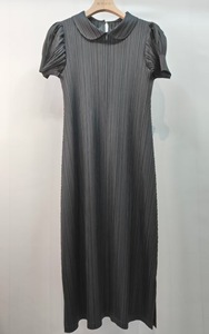 PY 2026 Classic Minimal Style Miyake Pleated Peter Pan Collar Puff Sleeve Dress Western Clothing Women Bulk Wholesale Online - Product Image 2