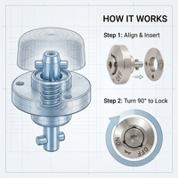 Dispositif de verrouillage rapide à quart de tour, sur mesure OEM, en acier inoxydable usiné CNC de précision, avec fixation à une touche