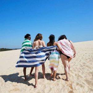 Sand Free Classic Stripe Children Kids Beach Towel Hooded 70X140 Cm - Product Image 3