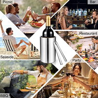Refroidisseur de bouteilles de vin seau à vin isolé à double paroi en acier inoxydable seau à glace à champagne rond pour bouteilles de 750ml