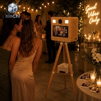 Kiosque photo portable tout-en-un en bois prêt à l'emploi avec imprimante DNP QW410 à flash automatique pour fêtes