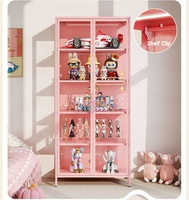 Meuble de salon moderne avec portes vitrées, étagères métalliques multicolores réglables, grande capacité de rangement, mobilier pour hôtel et maison