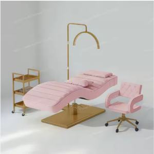 Lit de massage de luxe pour salon de beauté, en cuir noir, avec cadre en métal, vente chaude - Product Image 2