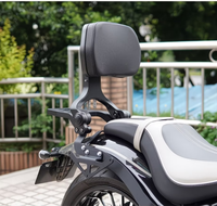 Xiangshuai Marshal YES418 Porte-bagages arrière pliable pour moto avec dossier en cuir PU réglable pour passager et conducteur, sans perçage