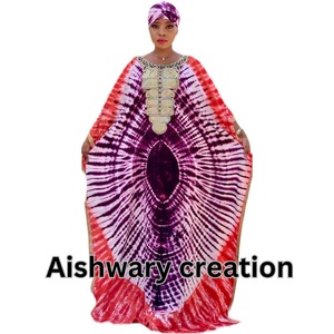Wholesale Luxury Rayon Prints Abaya Dress African Women Handmade Big <b>Size</b> Breathable Seamless Design Long Robe Hijab Cording - Product Image 2
