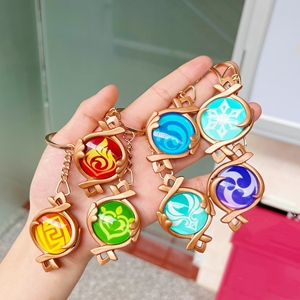 Nouvelle Version jeu Genshin Impact <span class=keywords><strong>oeil</strong></span> de dieu Fontaine porte-clés métal lumineux pendentif porte-clés - Product Image 2