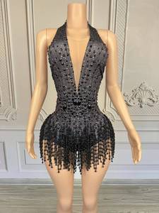 Traje <span class=keywords><strong>de</strong></span> Competición <span class=keywords><strong>de</strong></span> Baile Latino con Borlas, Vestido <span class=keywords><strong>de</strong></span> Seda/Algodón, Atuendo <span class=keywords><strong>de</strong></span> Moda para <span class=keywords><strong>TikTok</strong></span>, Transmisiones en Vivo, Talentos, Salón <span class=keywords><strong>de</strong></span> Baile y Actuaciones en Escenario - Product Image 4