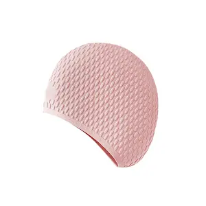 Topi renang silikon motif Logo pelanggan tahan air fesyen topi renang untuk wanita kompetisi acara Olahraga Air
