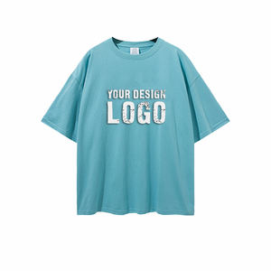 T-shirts pour hommes en coton personnalisés à épaules tombantes, style décontracté américain, lavés, manches courtes, grande taille, vente chaude - Product Image 1