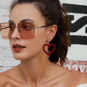 Anting-anting kancing hati burgundy beludru s925 perak murni anting-anting berbentuk hati perhiasan wanita