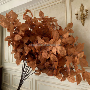 B-504 Foglie Artificiali di Seta Arancioni Grandi ed Economiche all'Ingrosso, Fiori Artificiali per Pareti, Piante per Matrimoni, Foglie Autunnali - Product Image 1