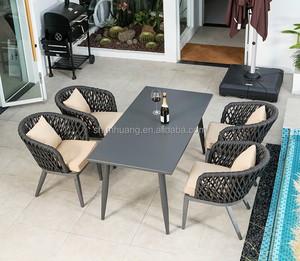Meubles d'extérieur <span class=keywords><strong>de</strong></span> <span class=keywords><strong>jardin</strong></span> Chaises <span class=keywords><strong>de</strong></span> salle à manger tissées par corde Ensemble <span class=keywords><strong>de</strong></span> salle à manger pour 8 <span class=keywords><strong>places</strong></span> Villa Courtyard Restaurant Chaises et table - Product Image 5