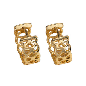 Pendientes geométricos huecos chapados en oro para mujer, joyería de regalo de moda EKA-286 - Product Image 4
