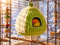 Nichoir d'hiver douillet et chaud pour oiseaux, en peluche épaisse anti-gel, nid suspendu, grotte de couchage en coton doux et amovible pour cage à oiseaux avec crochet
