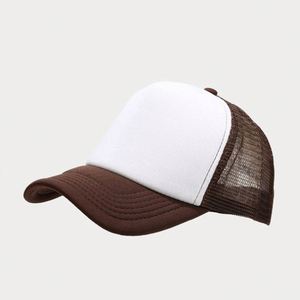 Casquette de baseball ajustable à 5 panneaux avec logo personnalisé, bicolore, en polyester, devant en mousse, dos en maille, casquette de sport vierge - Product Image 4