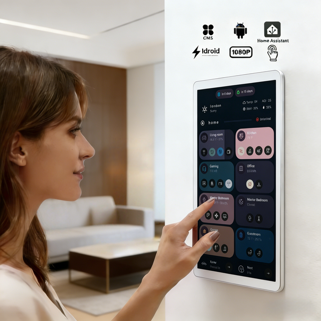 POE Supply Touch Panel 15.6/18.5/21.5/24 Inch Home Assistant Touchscreen 4+64GB Android 14 AI VESA Wall-Mounted Shopping Mall