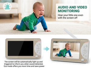 กล้องวงจรปิดสำหรับเด็ก KT714W ขนาด 7 นิ้ว ความละเอียด 720P HD พร้อมระบบ WiFi อัจฉริยะ ตรวจจับการเคลื่อนไหวและการร้องไห้ด้วย AI และบันทึกวิดีโอพร้อมจับภาพหน้าจอ - Product Image 6