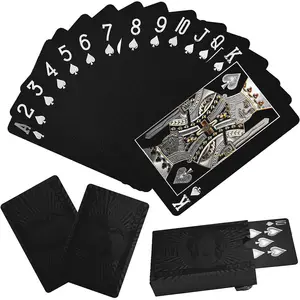 Professionele Custom Gedrukt Zwart Goud Folie Poker Speelkaarten Met Geschenkdoos Plastic Materiaal Aanpasbaar Logo