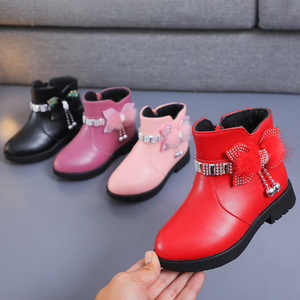 Botas de Inverno para Crianças Designer, Antiderrapantes, para Meninas, com Laço, Sola Macia, Térmicas, em Couro PU - Product Image 2