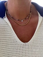 Mini collier de perles de pierre naturelle à facettes 2-3mm cristal de guérison or 18k chaîne en acier inoxydable bijoux de tour de cou délicats pour elle