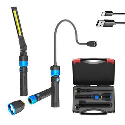 Multi Functional Flexible Rechargeable 7 in 1 Flashlight Handheld Portable COB LED Work Light
