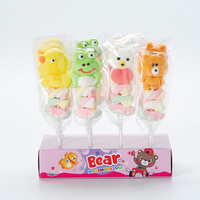 Bonbons en bâtonnets de guimauve fruités en forme d'animaux de dessin animé (petit cochon, poussin, champignon) halal et végétaliens, bon marché, fabriqués en Chine, en boîte