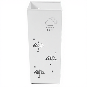 Support à <span class=keywords><strong>parapluie</strong></span> en fer <span class=keywords><strong>blanc</strong></span> moderne de grande taille, style chinois, prix d'usine, avec motif de fleurs d'éléphant du Fujian, capacité double face, finition poudrée - Product Image 1