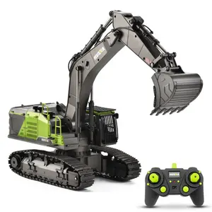 rc coche de equipo Suppliers-ZIGOTECH-Equipo de excavadora de juguete 1/14 de 22 canales, Control remoto de Metal, 1593 R.C. Construcción