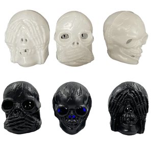 Lampe Crâne Lumineuse en PVC Blanc et Noir pour Halloween, Décoration Portable avec Deux Crânes, Veilleuse LED pour Décoration d'Halloween - Product Image 1