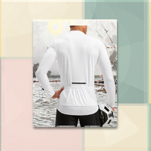 <b>White</b> Long Sleeve Cycling Jersey <b>Men</b> Breathable Polyester Bike Base Layer Road Cycling Shirt - Product Image 3