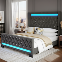Lit rembourré sur mesure 2026 en tissu doux, taille complète, lit queen, cadre de lit king size en bois avec rangement, style antique, luxe moderne