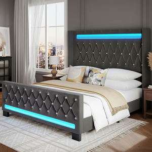 מיטת עץ מרופדת בהתאמה אישית משנת 2026, בד רך, מיטה זוגית בגודל קווין, מיטה עתיקה יוקרתית מודרנית בגודל קינג עם אחסון - Product Image 3