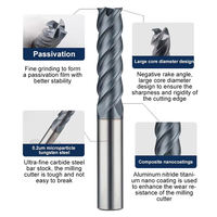 Mata Bor Karbida untuk Paduan Titanium 3/8/12/16mm Tungsten 4-Flute CNC Router Bits OEM Berlapis TiCN 55HRC Climb Milling