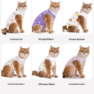 <span class=keywords><strong>Camiseta</strong></span> de recuperación para gatos 2026 OEM genérica para cuidado diario, con cuello elástico multitalle y estampado de animales de dibujos animados, ropa para gatitos después de cirugía - Product Image 6