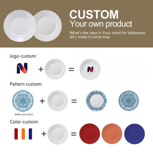 <span class=keywords><strong>Assiettes</strong></span> à dîner rondes en céramique blanches personnalisées avec logo, porcelaine en gros pour restaurant, hôtel et banquet de mariage - Product Image 4