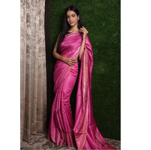 Sari Festivo Multicolor de Seda Tussar Pura para Mujer, Elaborado con Tela Premium y Estilo Tradicional Contemporáneo de la India - Product Image 1