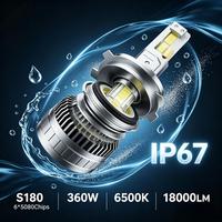 Phares LED pour voiture SunRise S180 880 12V 360W 18000LM 6500K IP67 Étanche Nouvelle Génération Haute Luminosité Plug and Play Adaptation Universelle