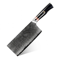 Couteau de cuisine professionnel en acier Damas de 7 pouces, couteau à légumes chinois avec manche en bois Pakka noir