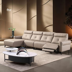 Sofá reclinable eléctrico moderno de cuero con función extensible y de refrigeración, sofá reclinable eléctrico con tapicería de cuero genuino - Product Image 4