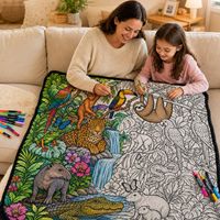 Couverture à colorier DIY pour la faune australienne, motif koala et kangourou, avec feutres, pour artisanat à domicile et cadeau