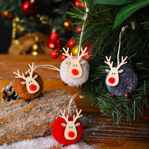 1Pcs Christmas Cute Wool Felt <b>Wooden</b> Elk Pendants Tree Decorations Deer <b>Craft</b> Ornament for 2024 New Year Xmas Tree Decor - Product Image 3