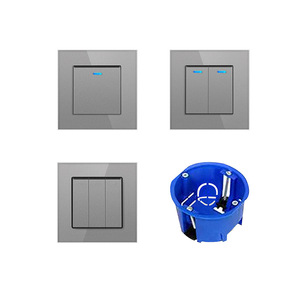 Type 82 Gray Wall <b>Switch</b> 82x82mm Touch Control Embedded Single <b>Switch</b> Panel 10A 220-250V IP20 - Product Image 4